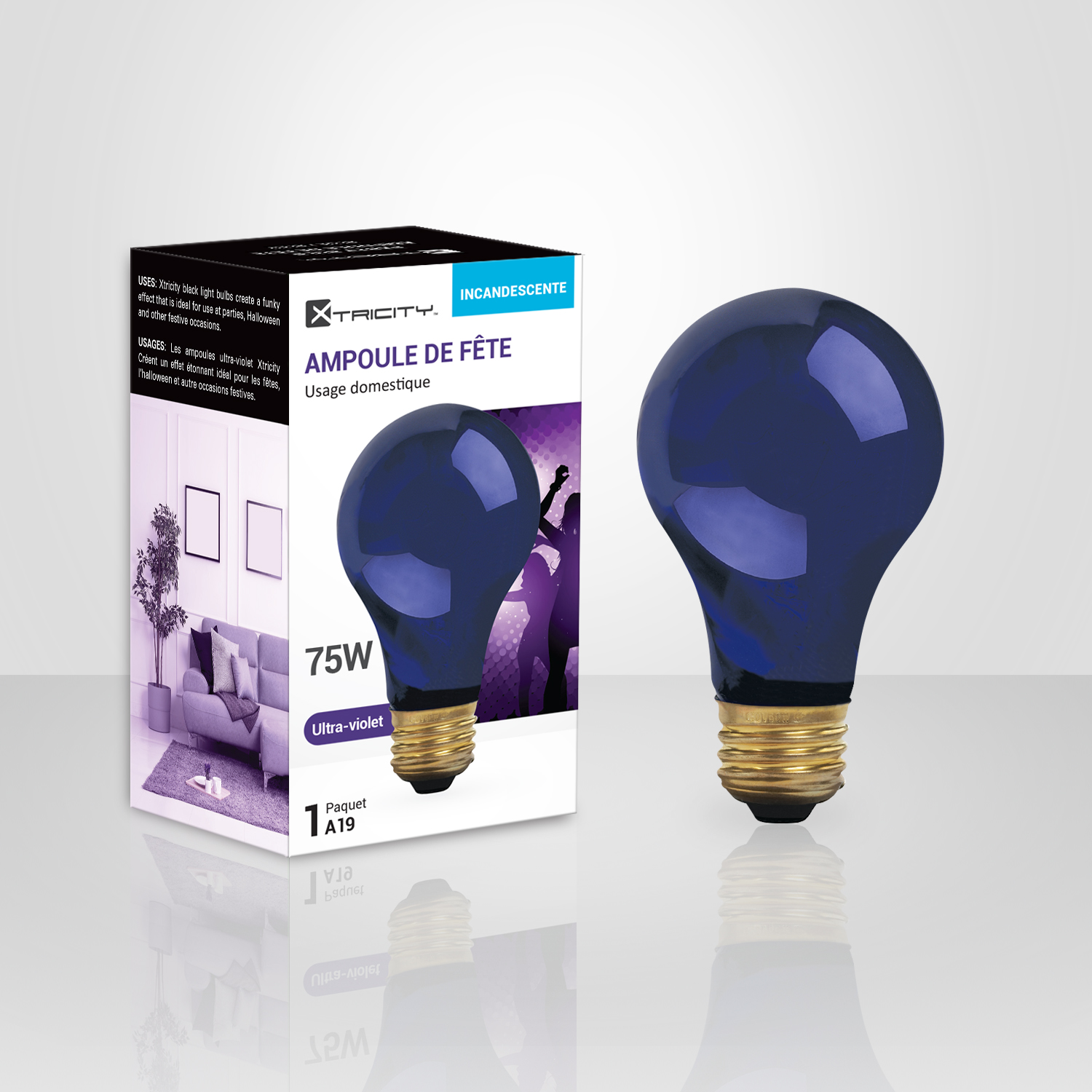 Ampoule lumière noire effet ultraviolets 40W E14