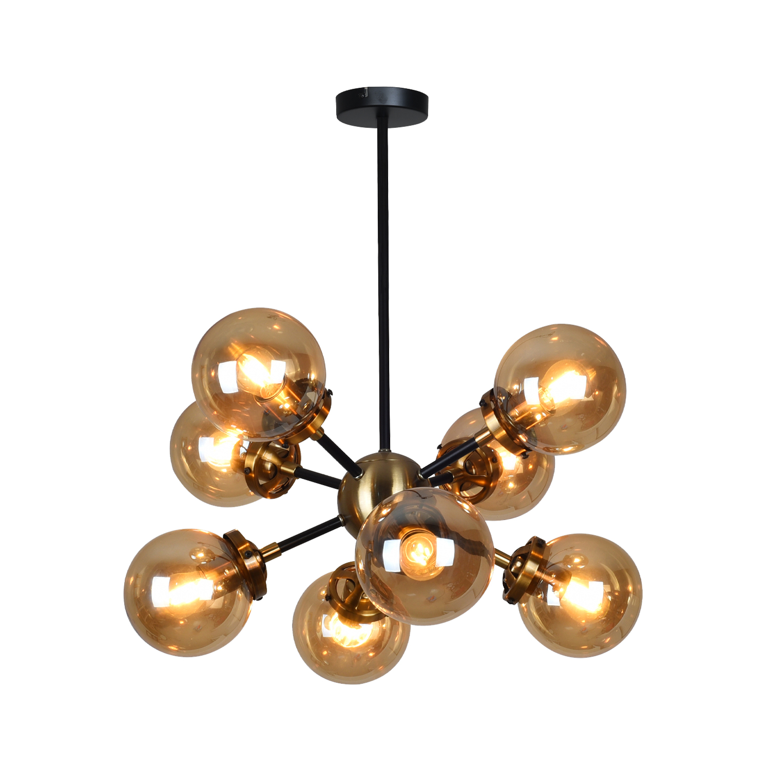 PENDANT FIXTURE 8 LIGHTS BLACK & AMBER “HENDERSON” #5-90198 – Jessar