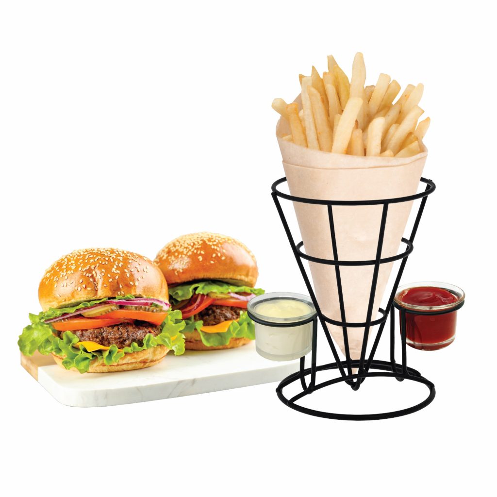 3 PIECE FRENCH FRIES HOLDER WITH 2 CONDIMENT DIPPING TRAYS 799048