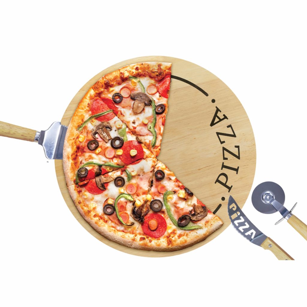 WOODEN PIZZA BOARD SERVING SET WITH UTENSILS 7 99069 Jessar wooden-pizza-board-serving-set-with-utensils-7-99069-jessar
