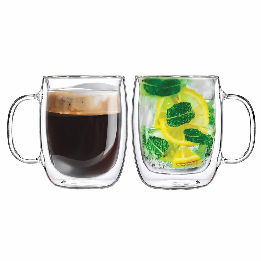 2 DOUBLE WALL GLASS MUGS 799177 Jessar