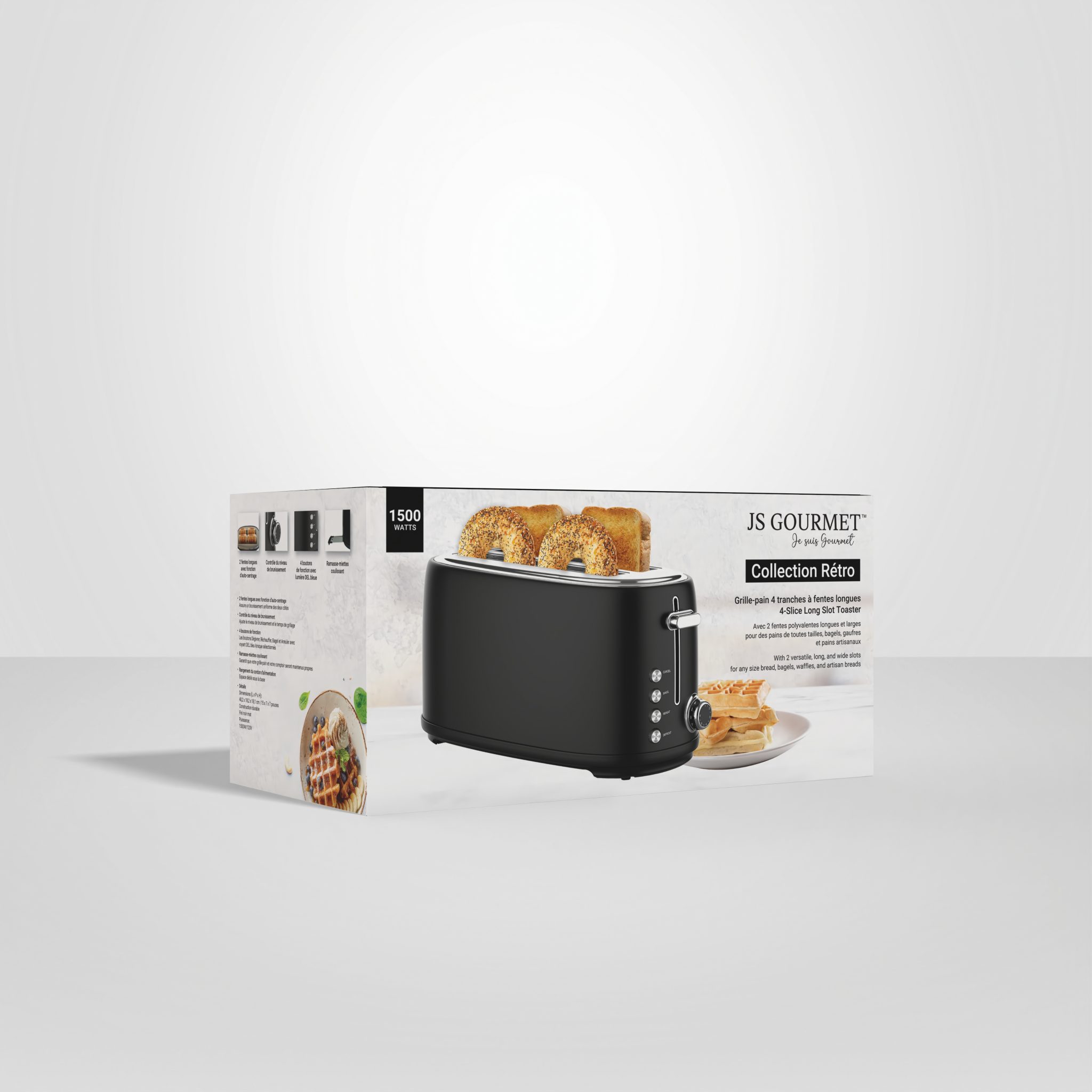 4SLICE BLACK RETRO TOASTER 799379 Jessar